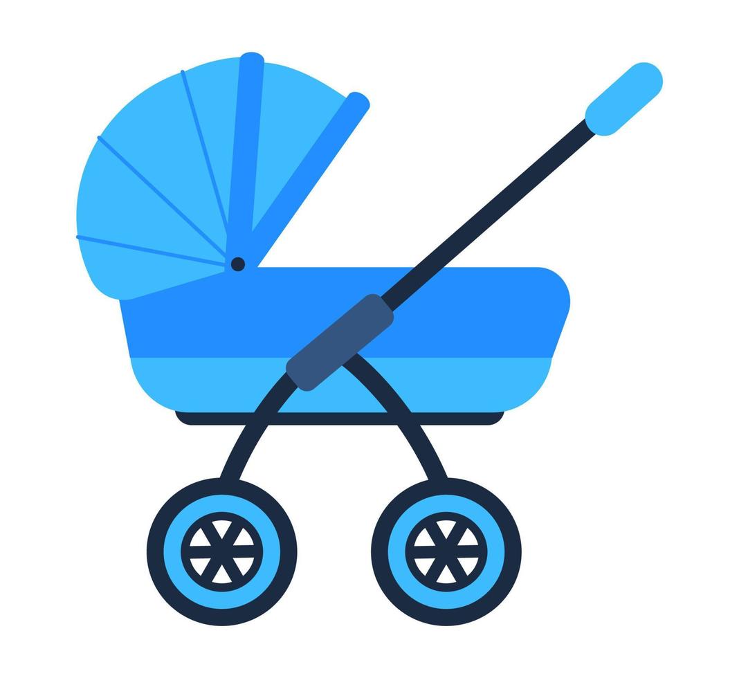 vetor de ícone de carrinho. carruagem azul para bebê isolado na cor branca. alcofa para recém-nascido.
