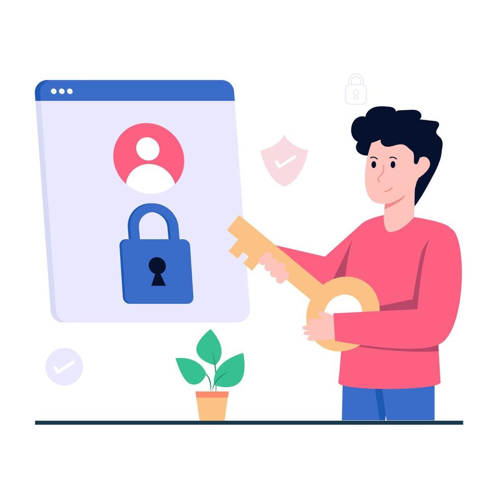 ilustração de login seguro em design plano vetor