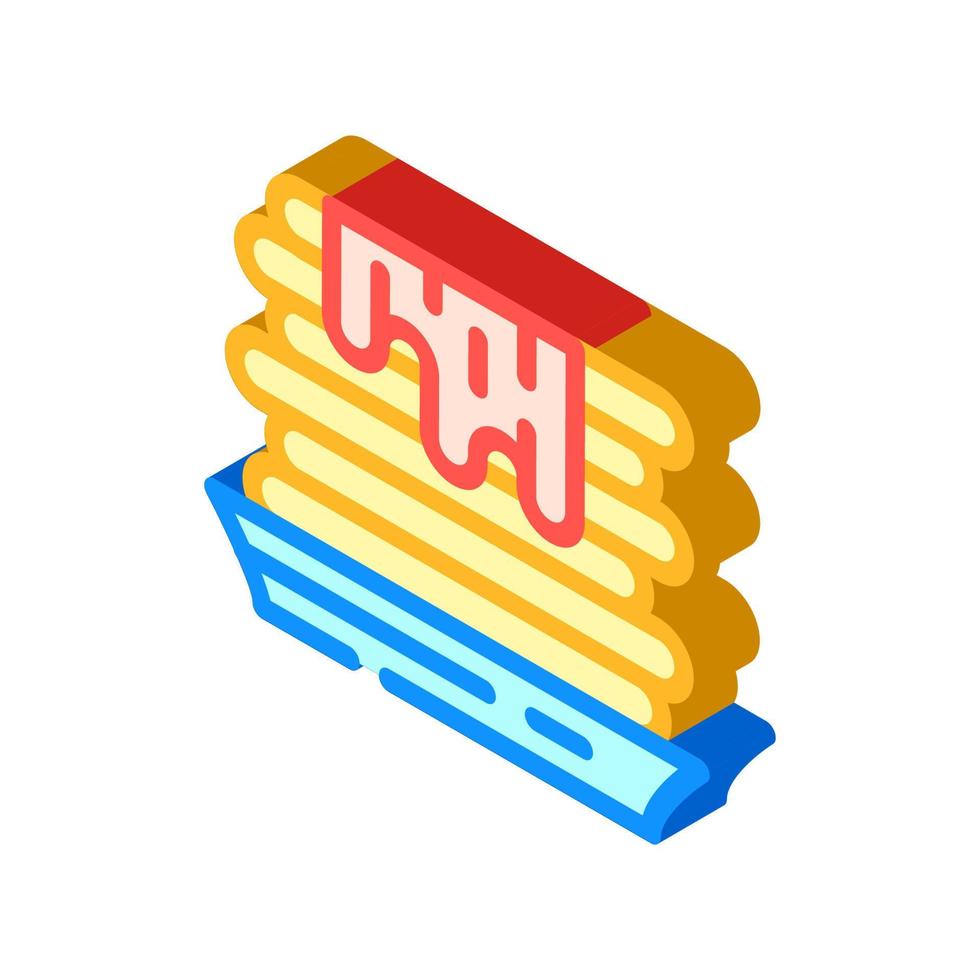 waffles com ilustração em vetor ícone isométrico de sobremesa de geléia