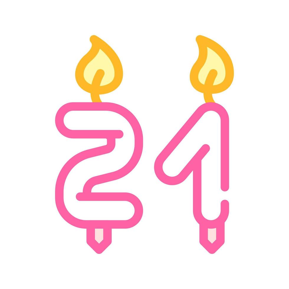 queima de velas em forma de número ilustração vetorial de ícone de cor de aniversário vetor