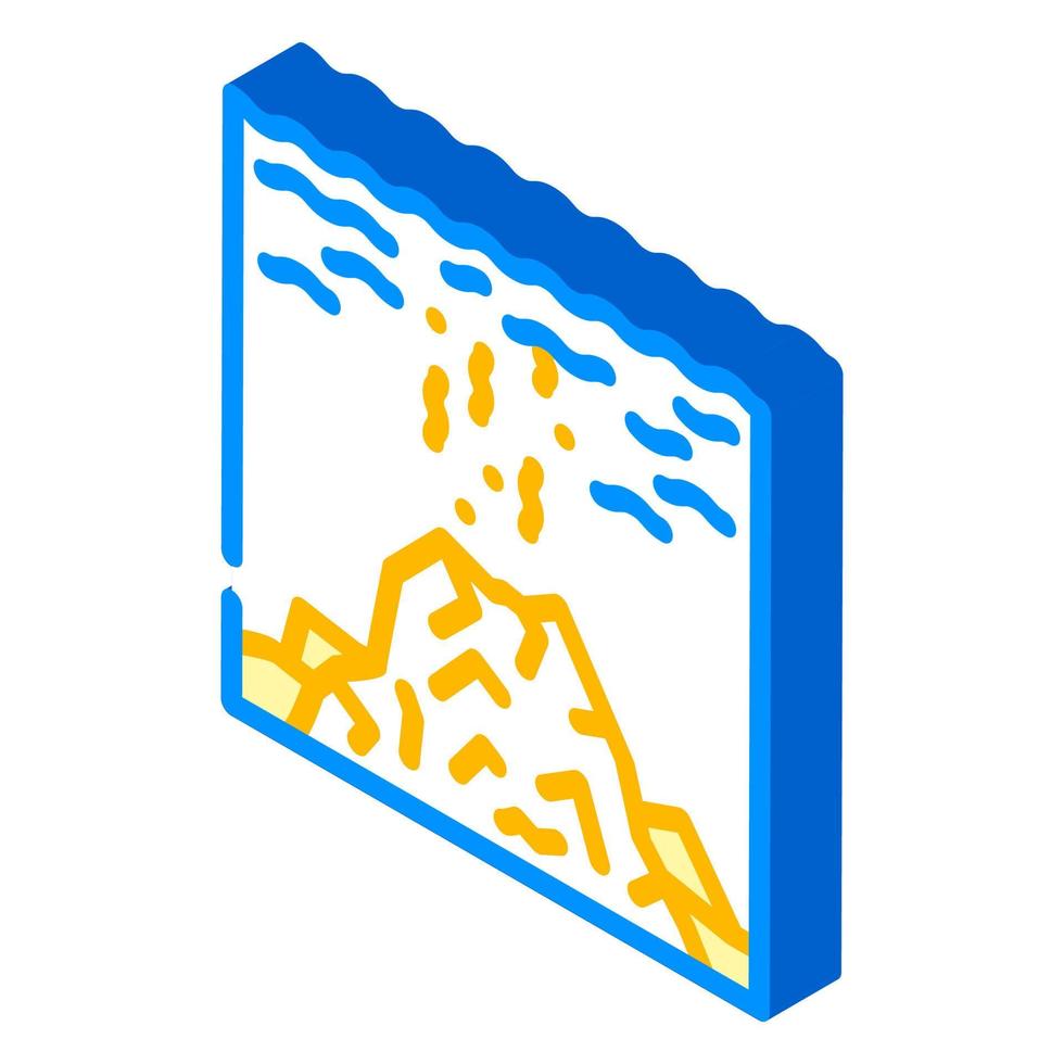 vulcão sob ilustração em vetor ícone isométrico de água