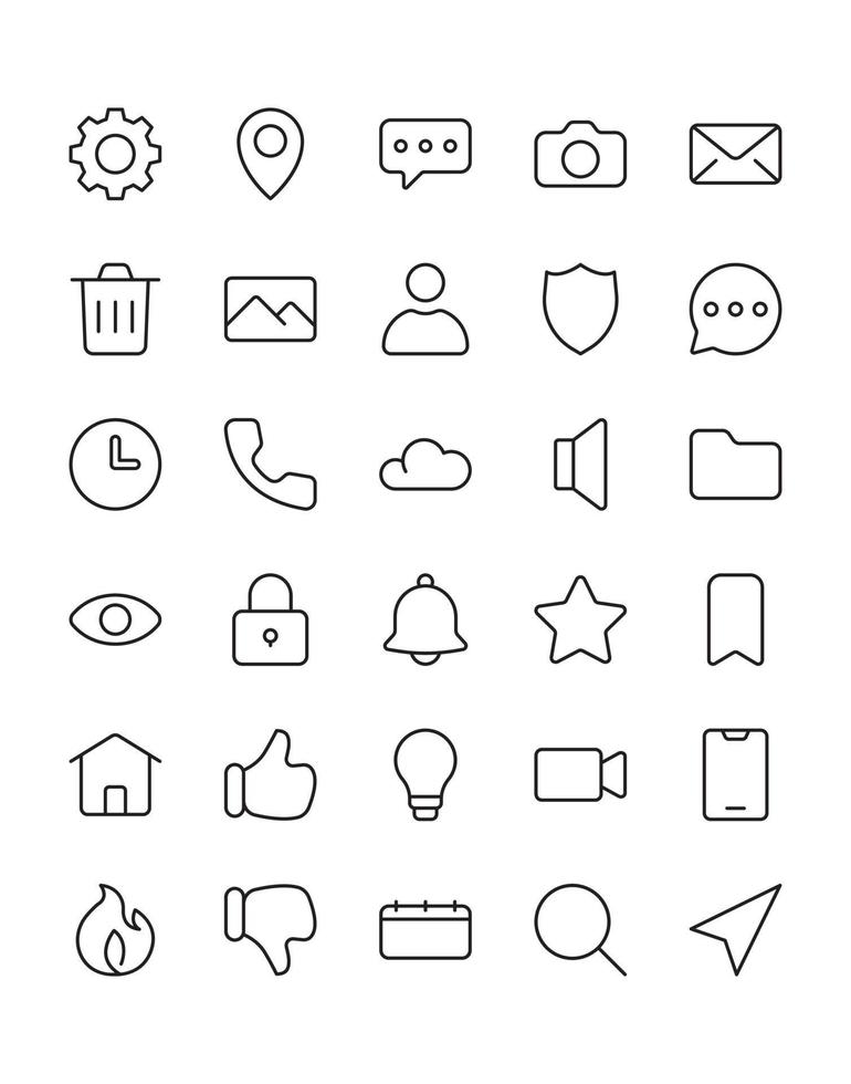 interface de usuário 2 conjunto de ícones 30 isolado no fundo branco vetor