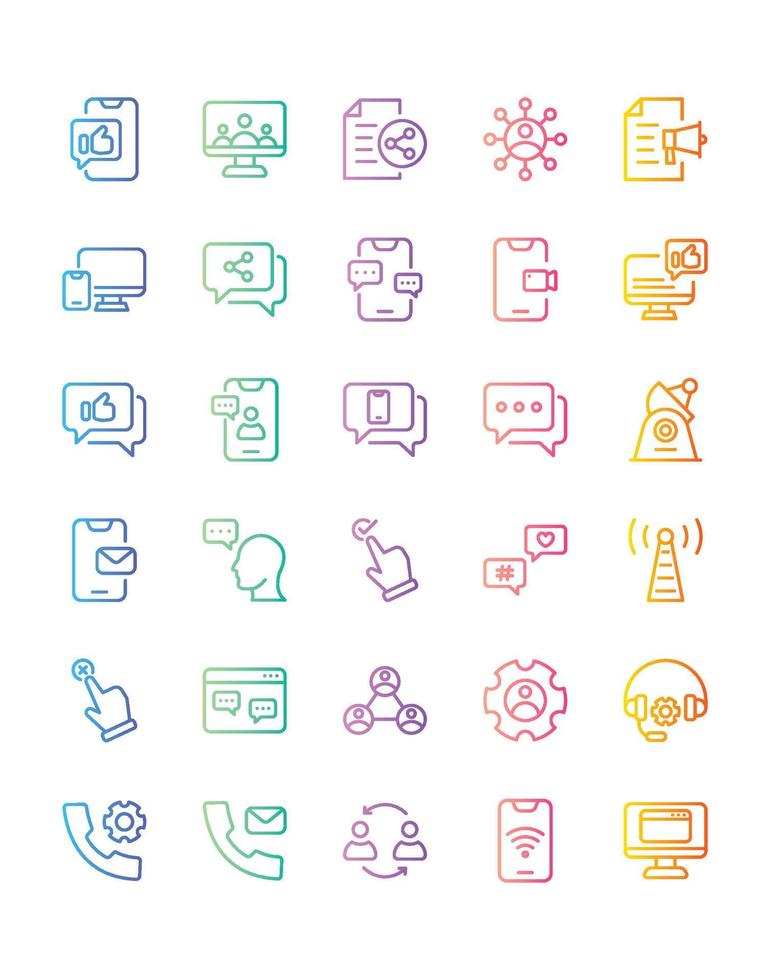conjunto de ícones de mídia social 30 isolado no fundo branco vetor