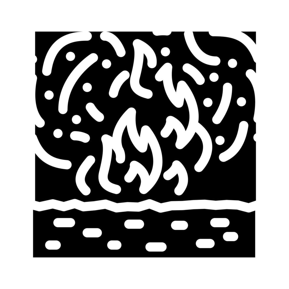 ilustração em vetor ícone glifo de turfa de campo em chamas