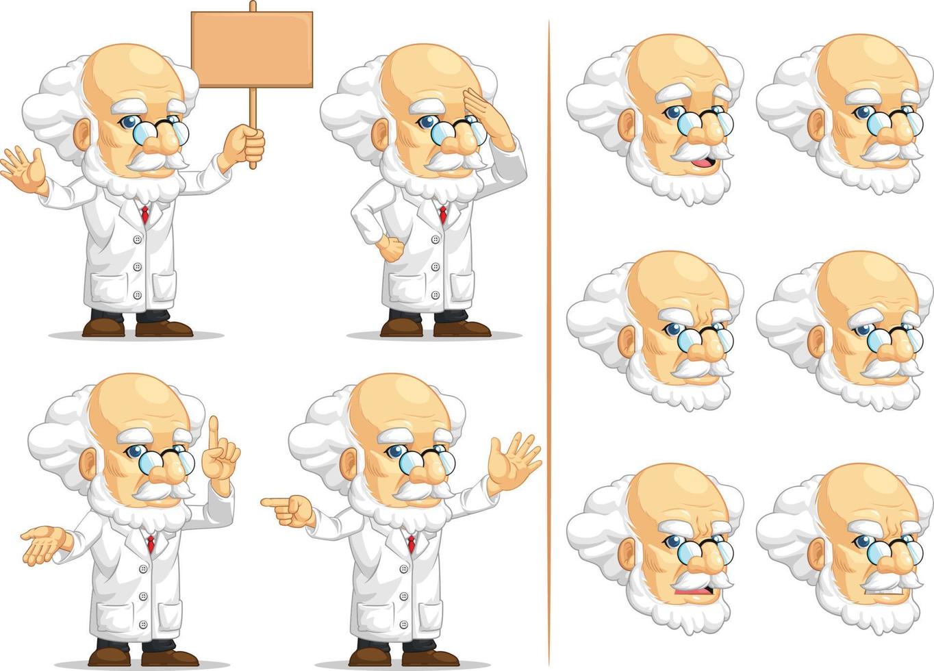 cientista ou professor mascote personalizável 8 vetor