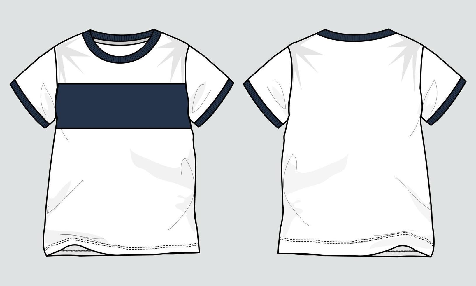 manga curta com corte no peito e modelo de ilustração vetorial de camiseta costurada para meninos vetor