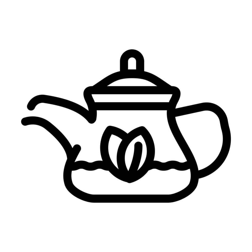 chá verde em ilustração vetorial de ícone de linha de bule vetor