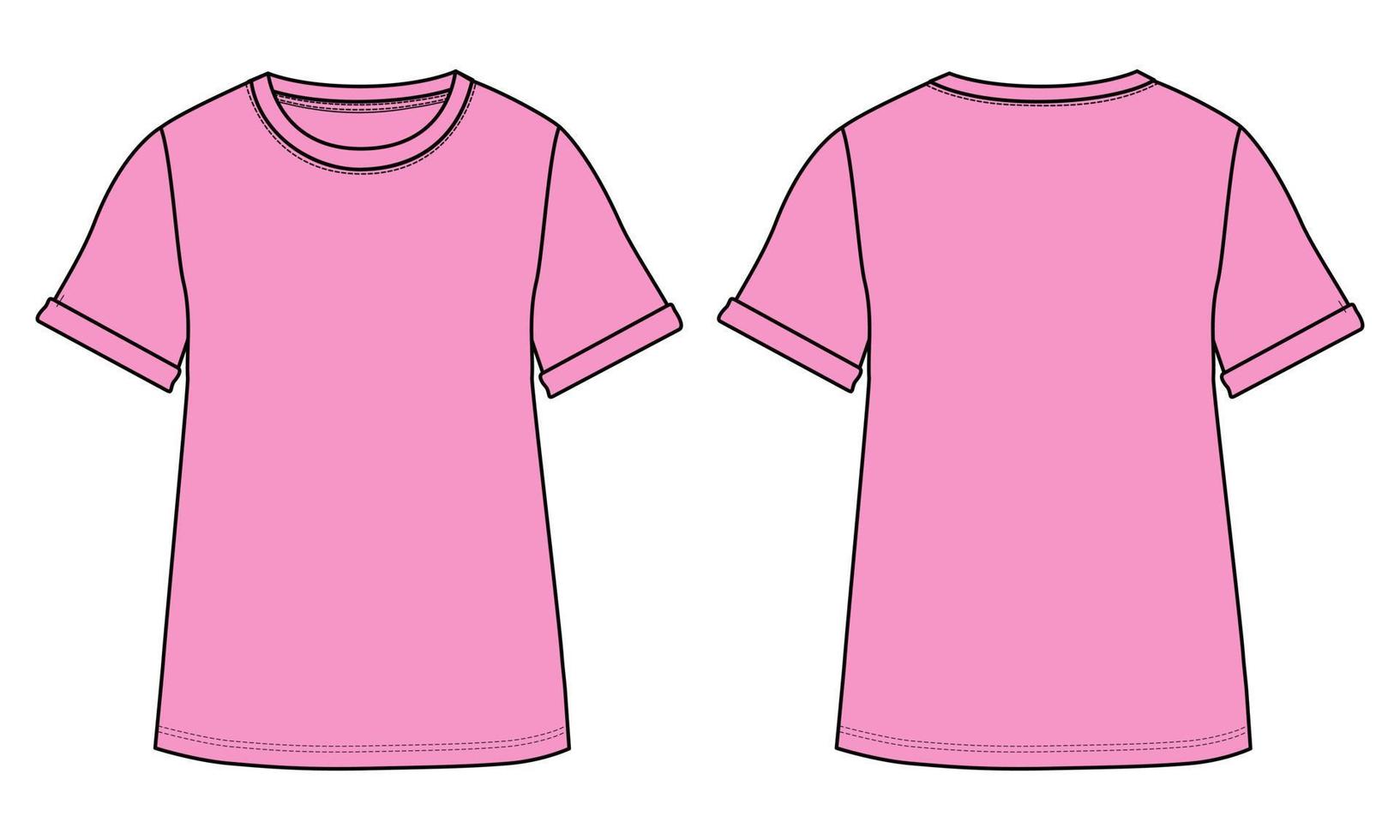 manga curta t camisa ilustração vetorial modelo de cor roxa para senhoras. vetor