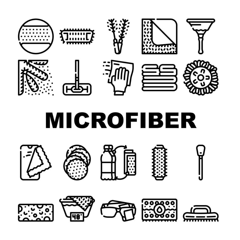 microfibra para conjunto de ícones de coleção limpa vetor