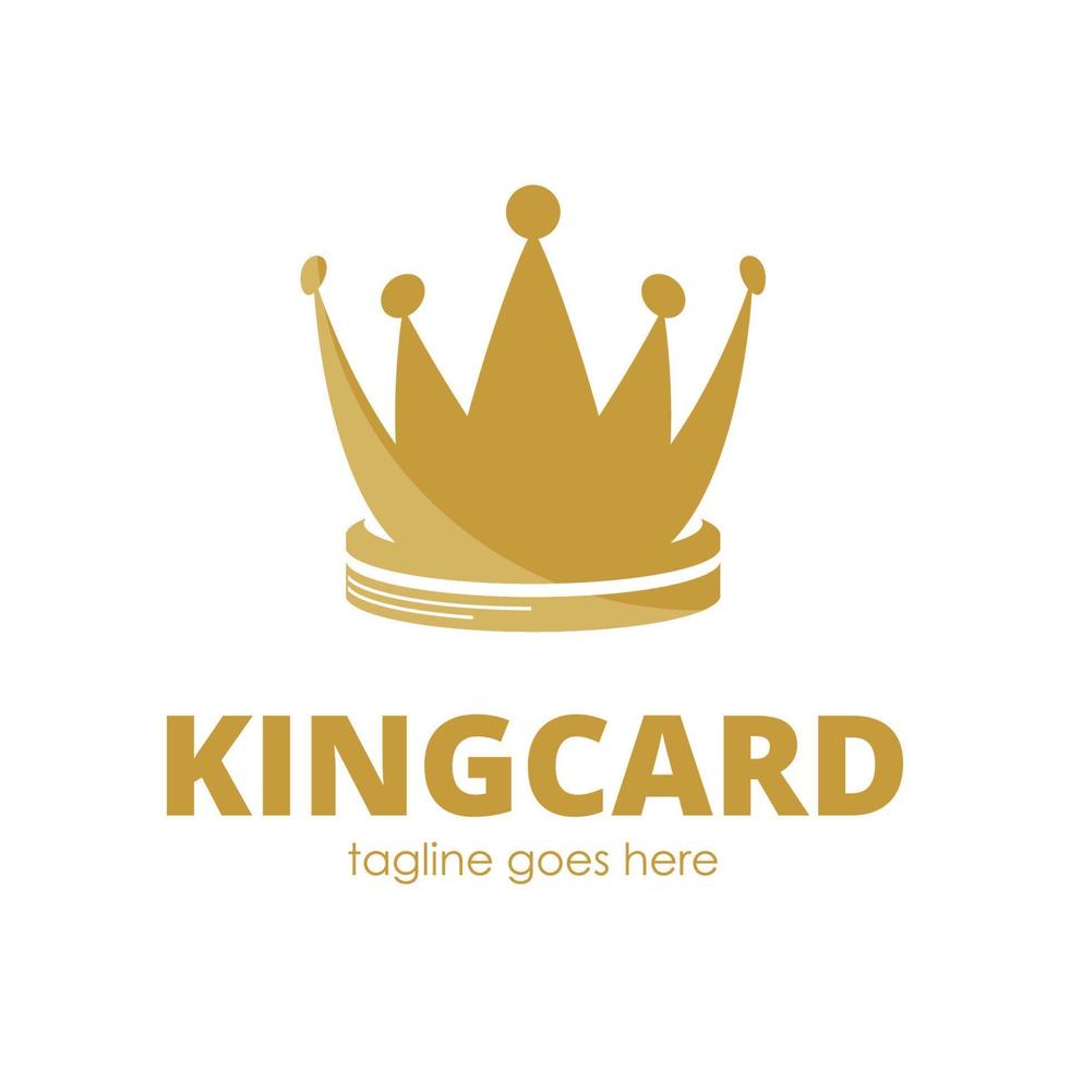 modelo de design de logotipo de cartão rei com ícone de coroa, simples e exclusivo. perfeito para negócios, celular, cion, app, etc. vetor