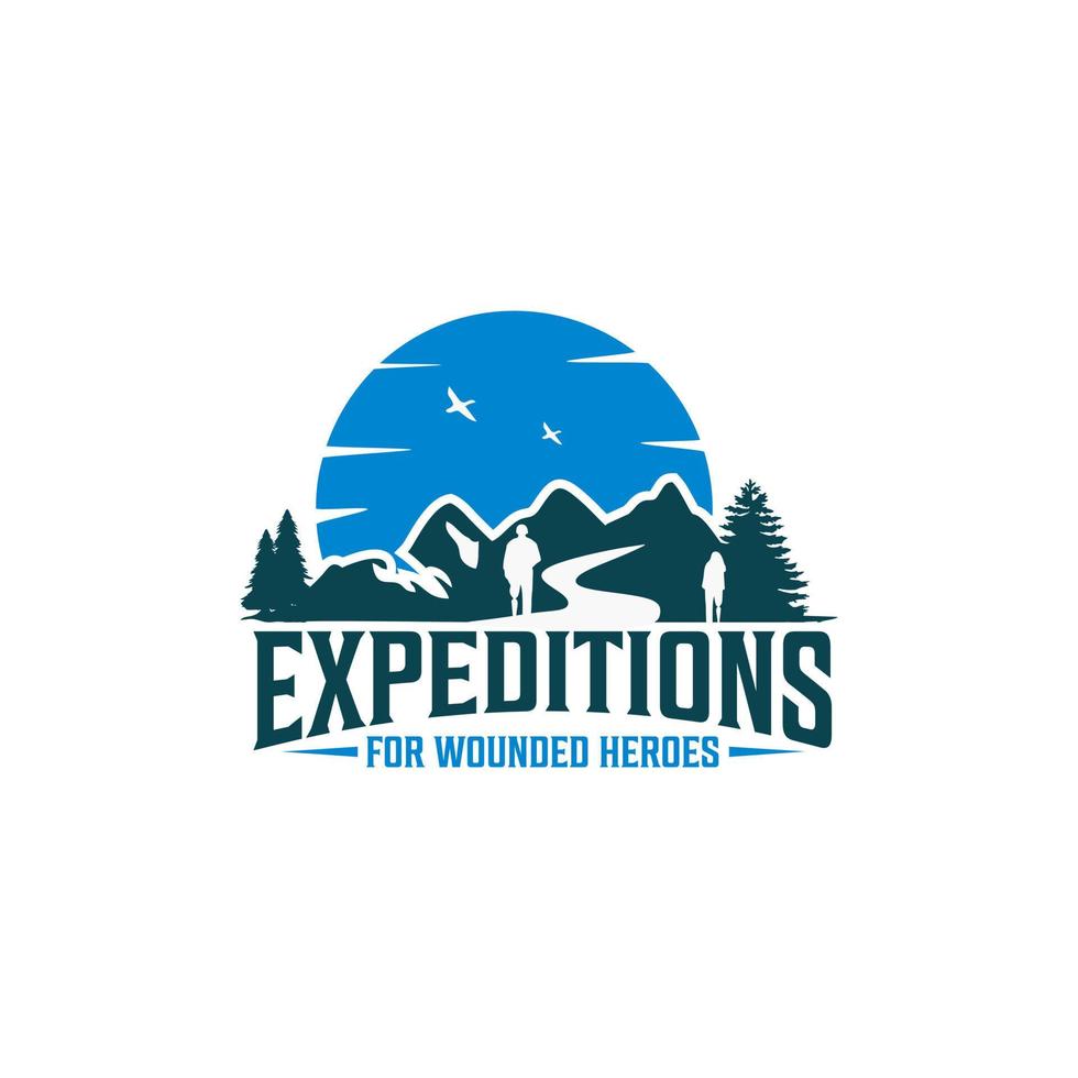 modelo de design de logotipo de montanha de expedições vetor