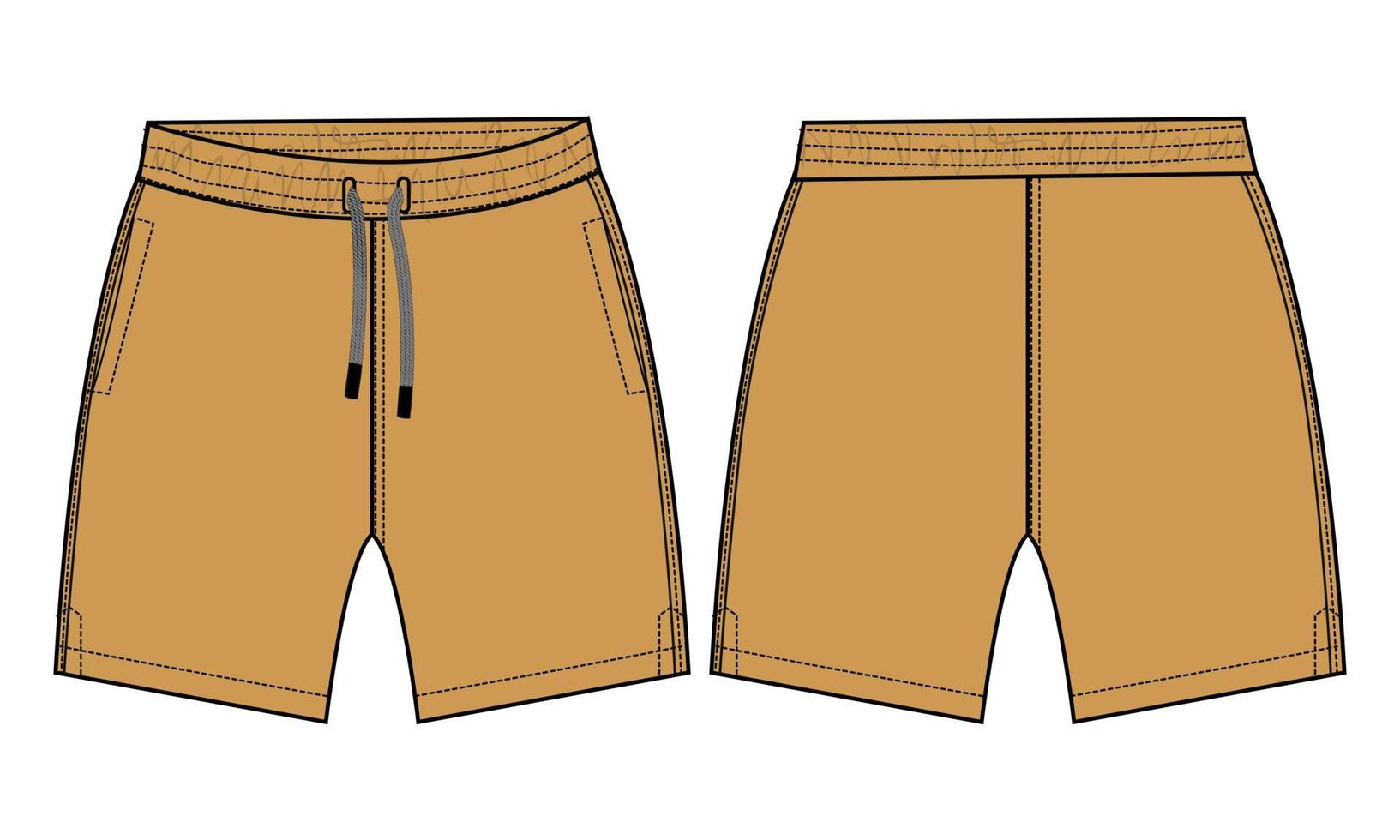 modelo de ilustração vetorial de desenho plano de moda técnica de shorts para meninos vetor