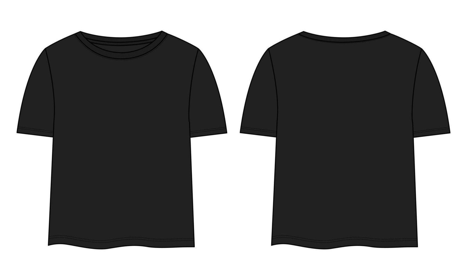 camiseta tops modelo de desenho plano de moda técnica vetor preto modelo de cor para senhoras e bebés