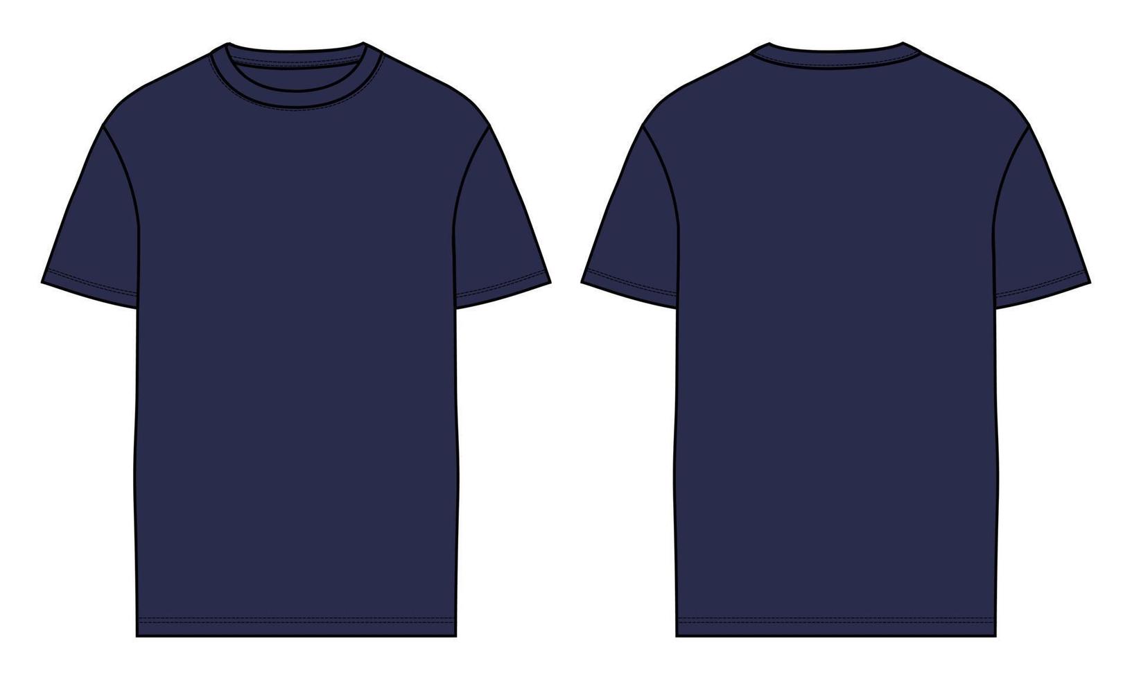 camiseta de manga curta técnica de moda desenho plano ilustração vetorial modelo de cor marinha vetor