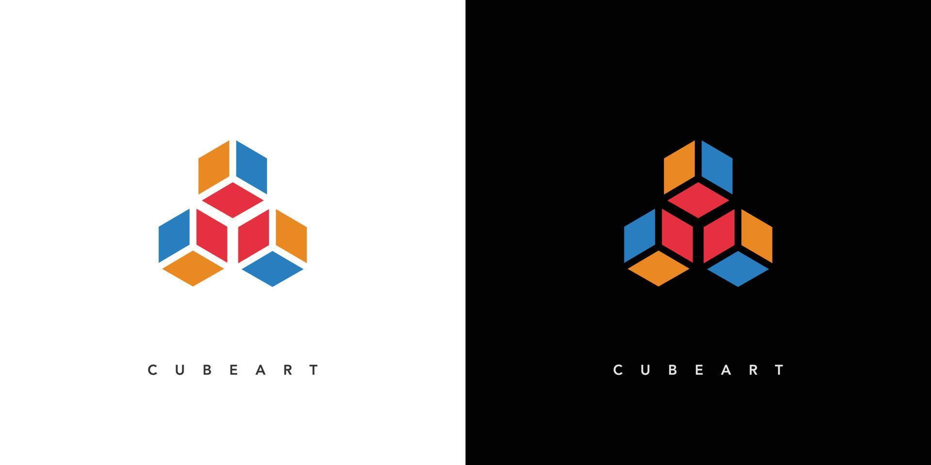 design de logotipo de arte cubo moderno e atraente vetor