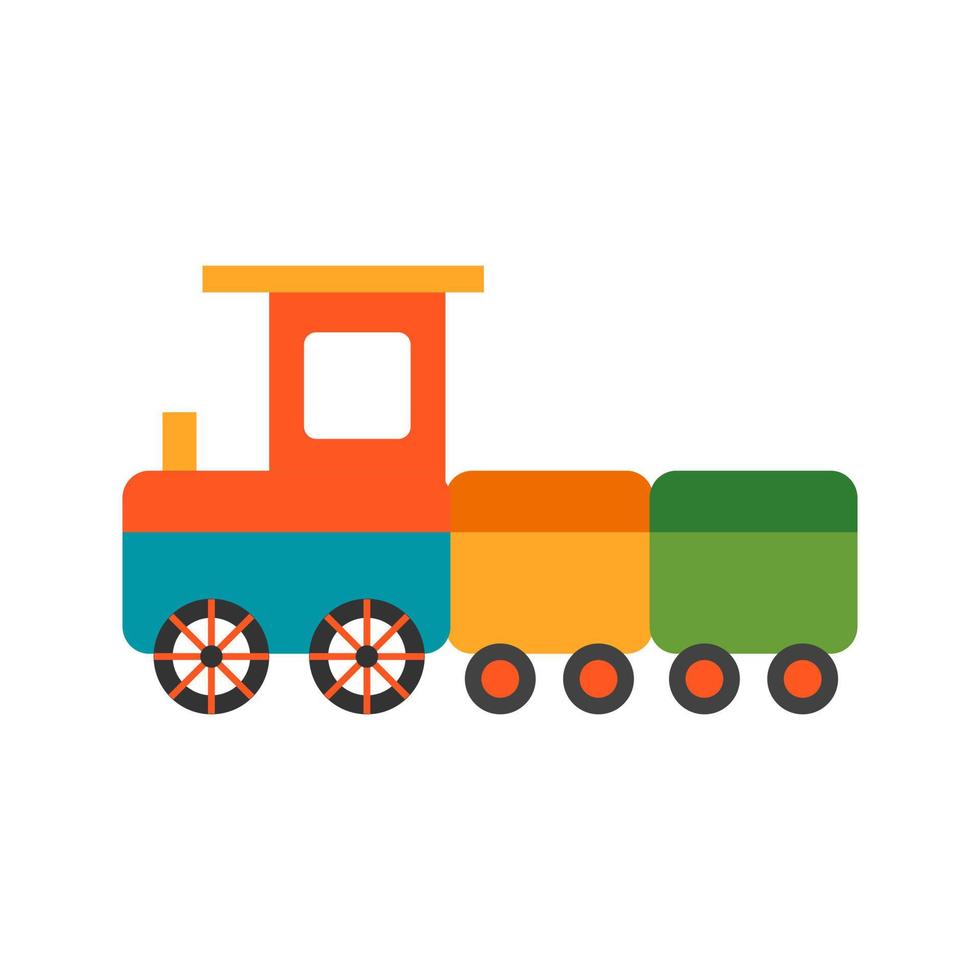 trem de brinquedo ícone multicolorido plano vetor