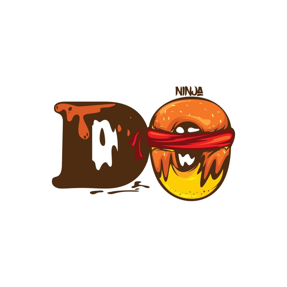 logotipo inicial do conceito de rosquinha ninja vetor
