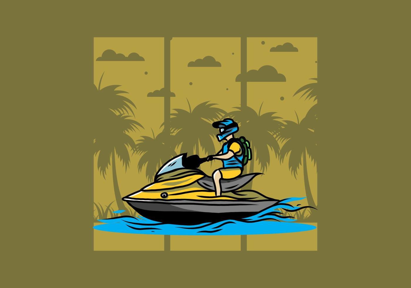 esporte de jet sky na ilustração de praia vetor