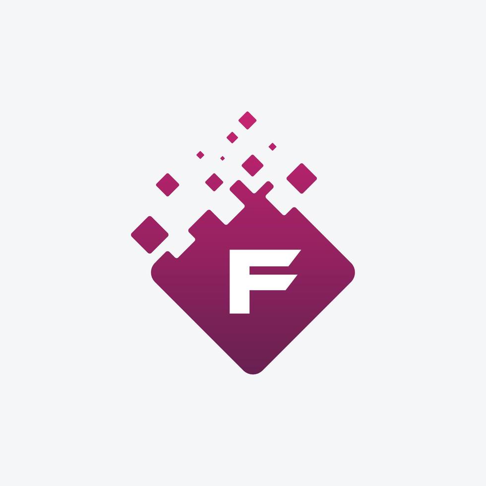 logotipo da letra f. f desenho de letra vetorial com quadrado. vetor