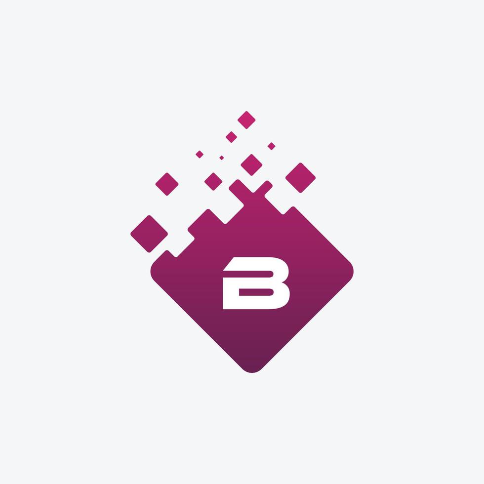 logotipo da letra b. b desenho de letra vetorial com quadrado. vetor