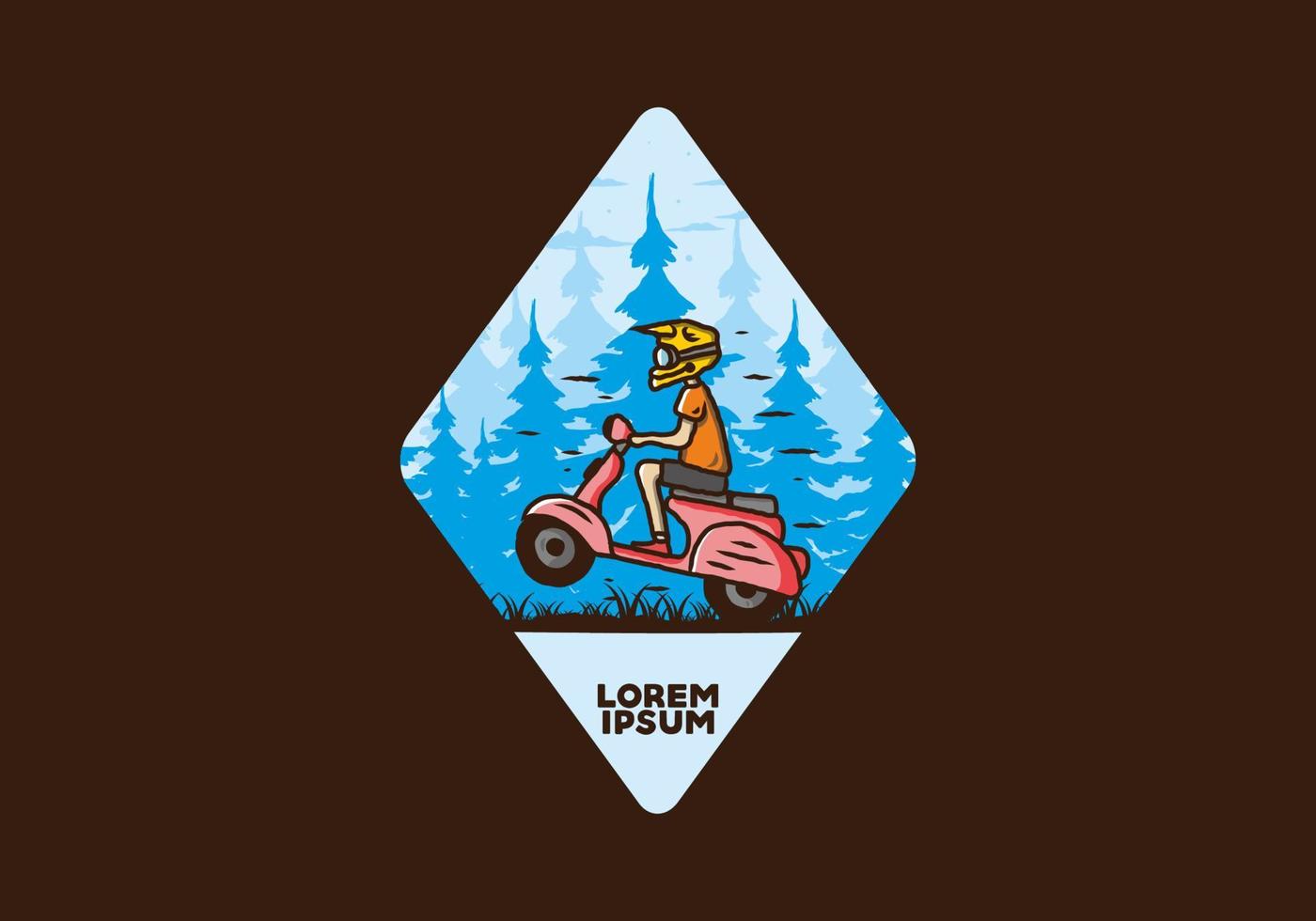 scooter em pé na ilustração da floresta vetor