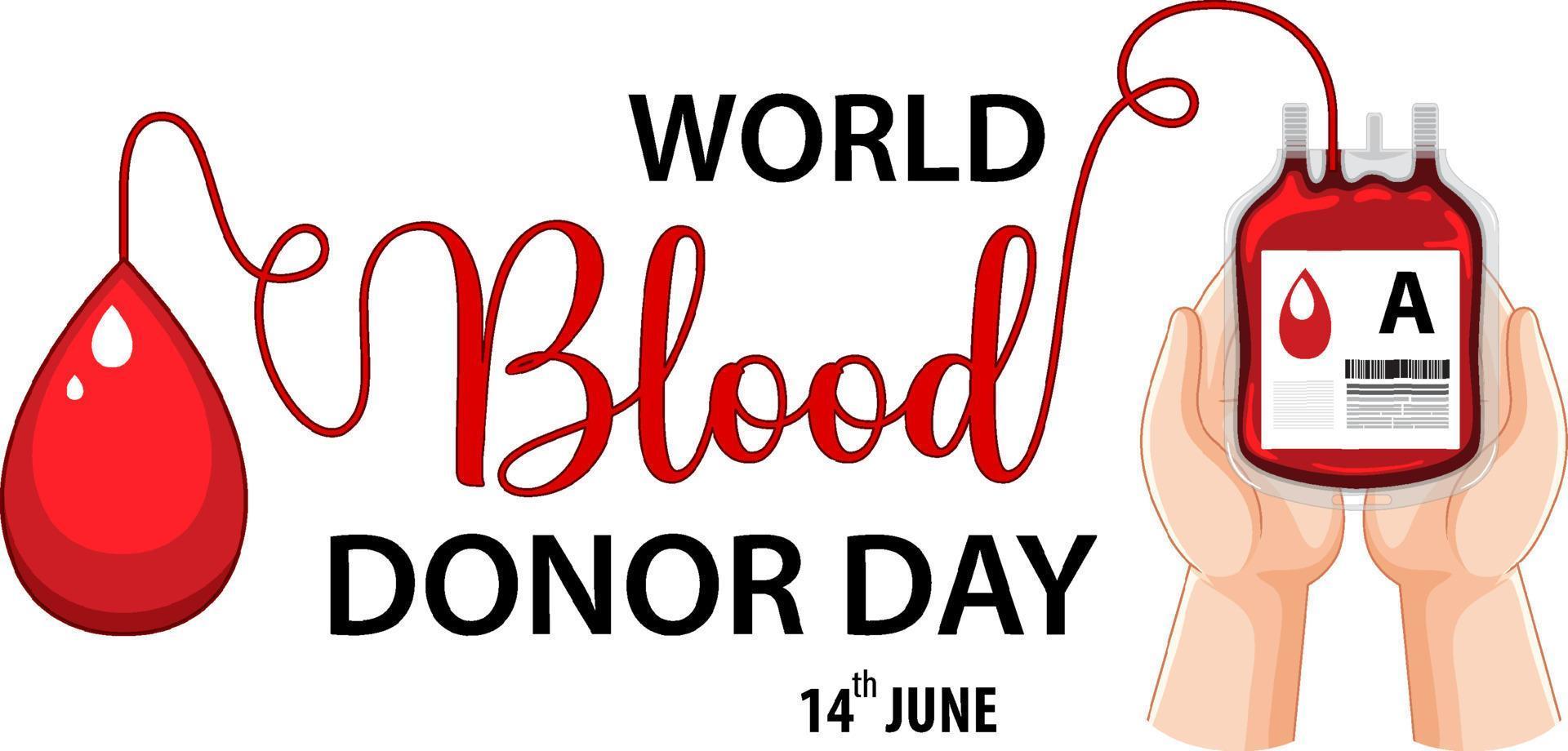 texto e ícone do dia do doador de sangue de junho vetor