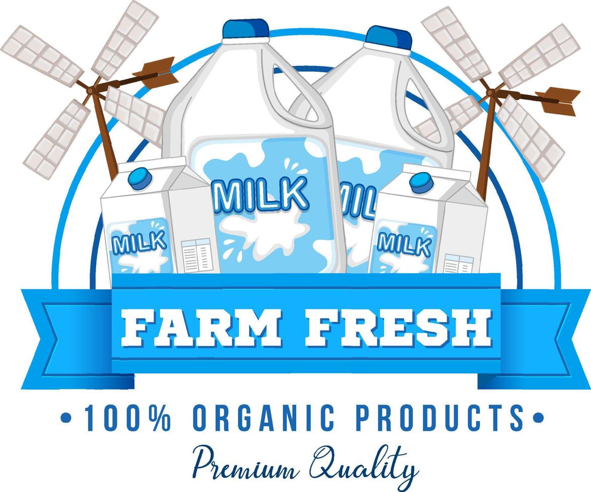 design de logotipo com leite fresco de fazenda vetor