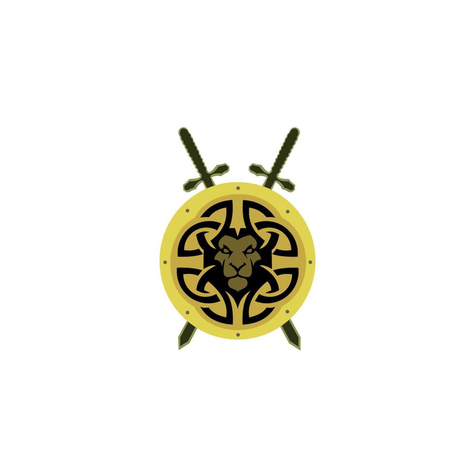 ilustração logotipo do escudo do rei leão, elemento para a identidade da marca, ícone elegante. escudo de leão vetor