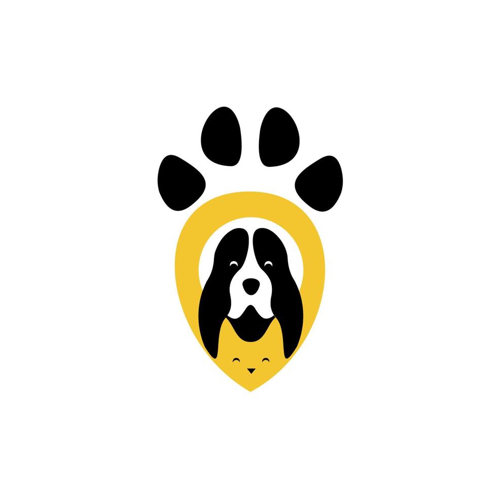 modelo de logotipo, logotipo de clínica veterinária com a imagem de cachorro, cachorro de cartaz de pet shop vetor