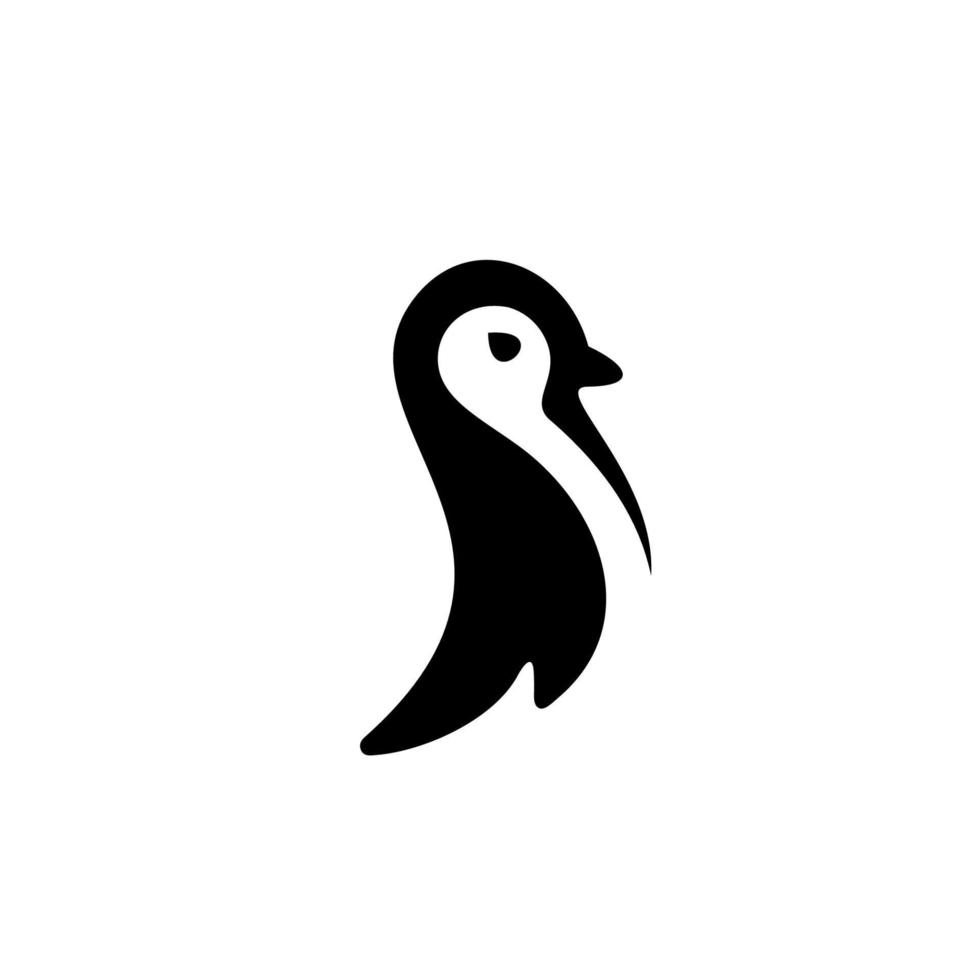 vetor de logotipo de animal de pinguim, logotipo de arte de desenho animado de pinguim feliz. design de emblema em fundo branco