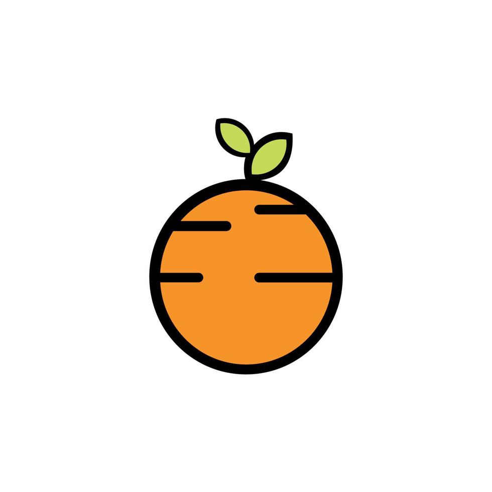 ilustração vetorial de fruta laranja isolada no fundo branco. design criativo fruta logotipo ilustração vetorial mínimo plano. vetor