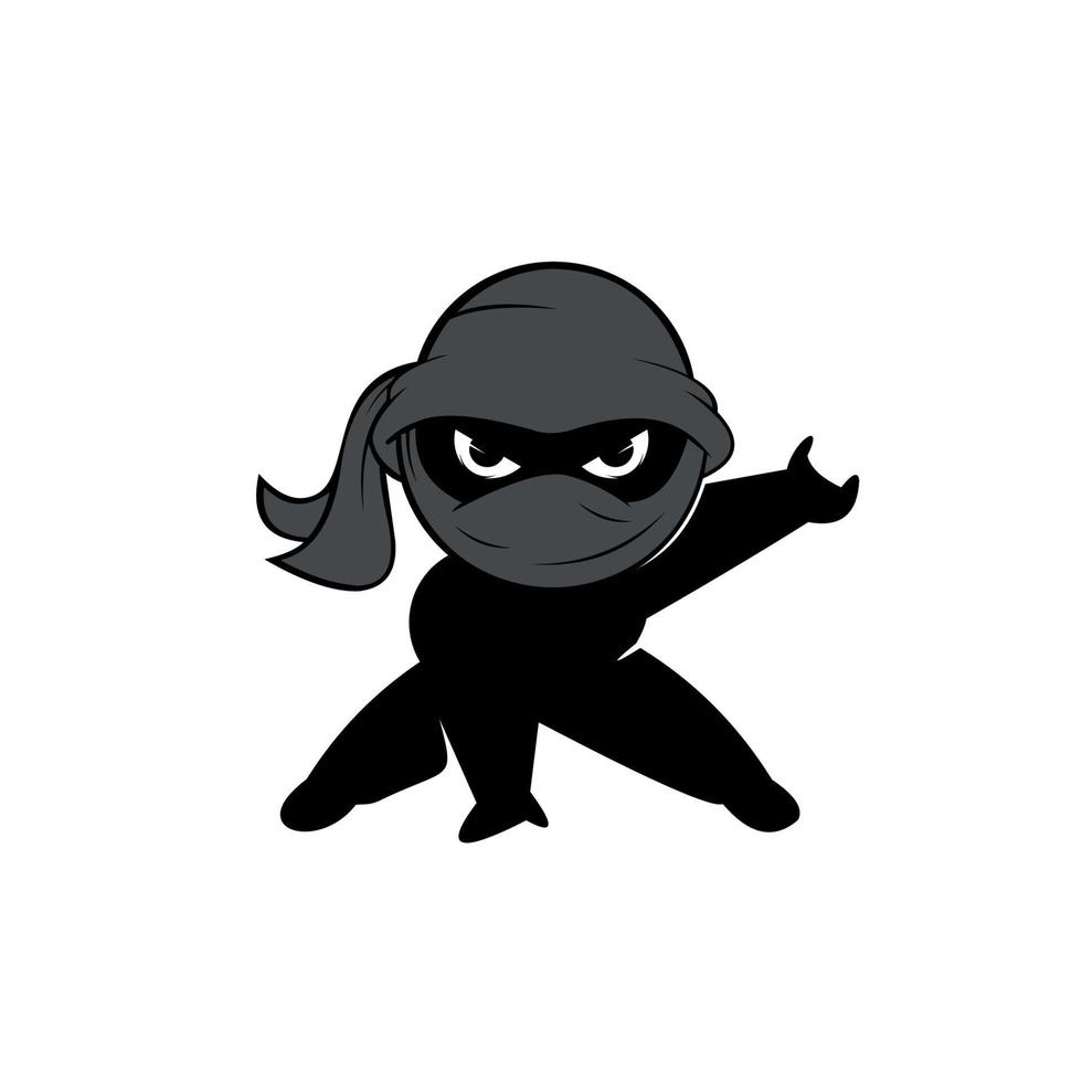 modelo de vetor de design de logotipo de guerreiro ninja com estilo fofo, ilustrações vetoriais engraçadas.