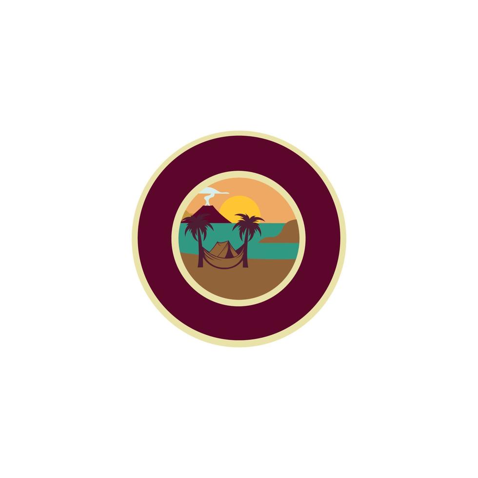 logotipo para aventura de montanha de acampamento, presente de acampamento de montanha, emblemas de acampamento e aventura ao ar livre. vetor