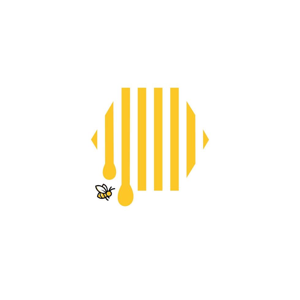 colmeia com abelhas voando ao redor da ilustração dos desenhos animados, conceito para produtos de mel orgânico, design de embalagem, vetor