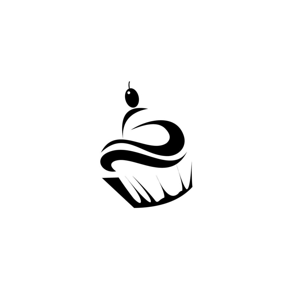 bolo de xícara de ícone, rótulo de padaria, logotipo de padeiro, ícone de torta, logotipo de cozimento. vetor