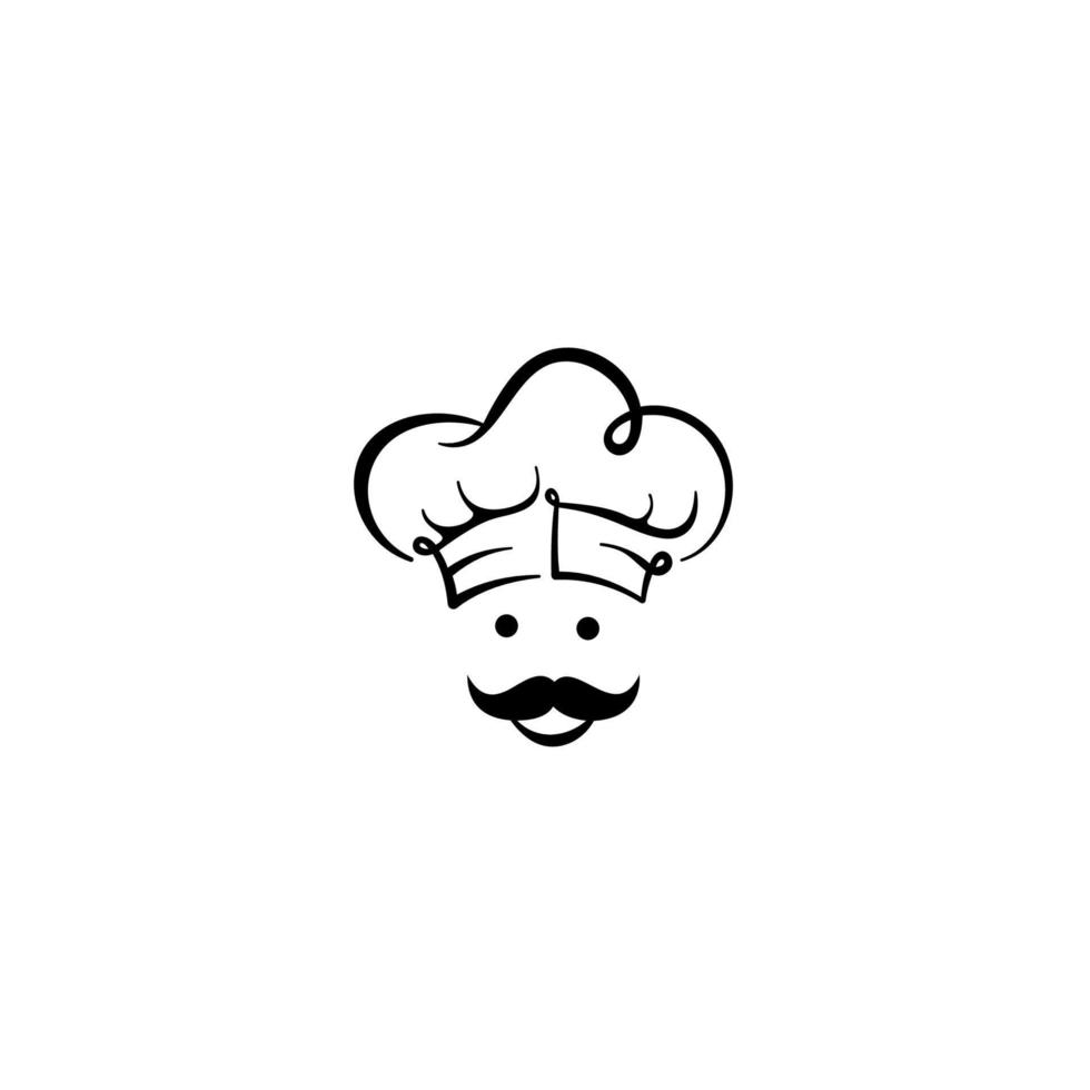 chef em um logotipo de vetor de chapéu de cozinha. ícone ou símbolo para restaurante de menu de design, clube de culinária, estúdio de comida ou comida caseira.