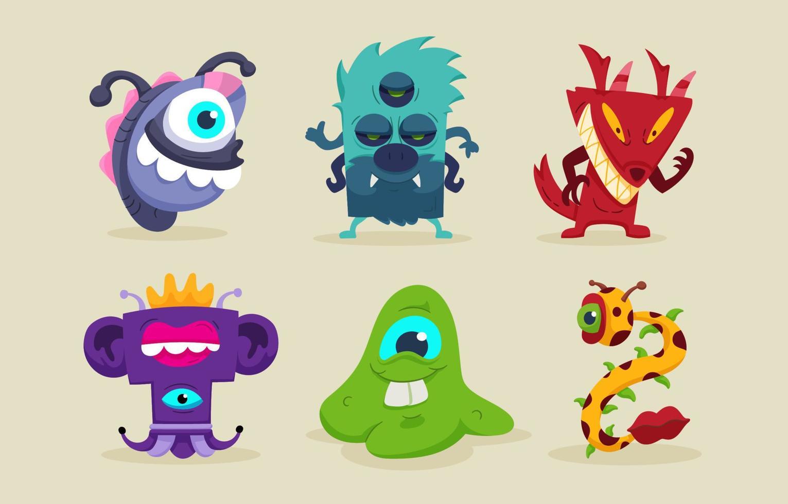 coleção de personagens de monstros engraçados vetor