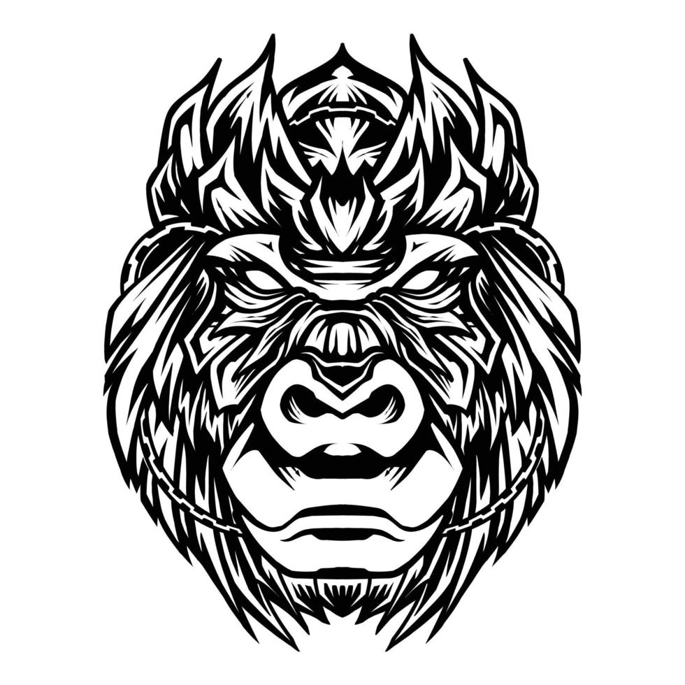 ilustração vetorial de arte de linha de cabeça de gorila vetor