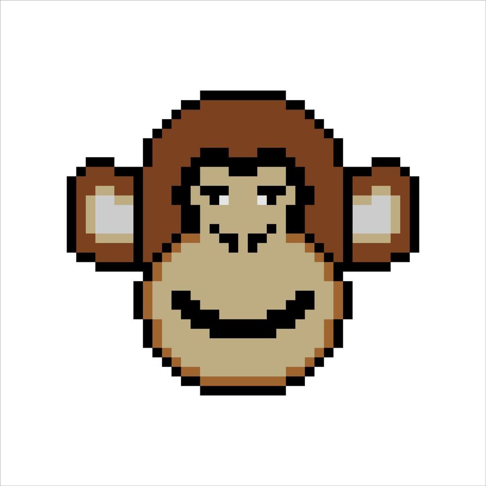 cabeça de macaco com pixel art. ilustração vetorial. vetor
