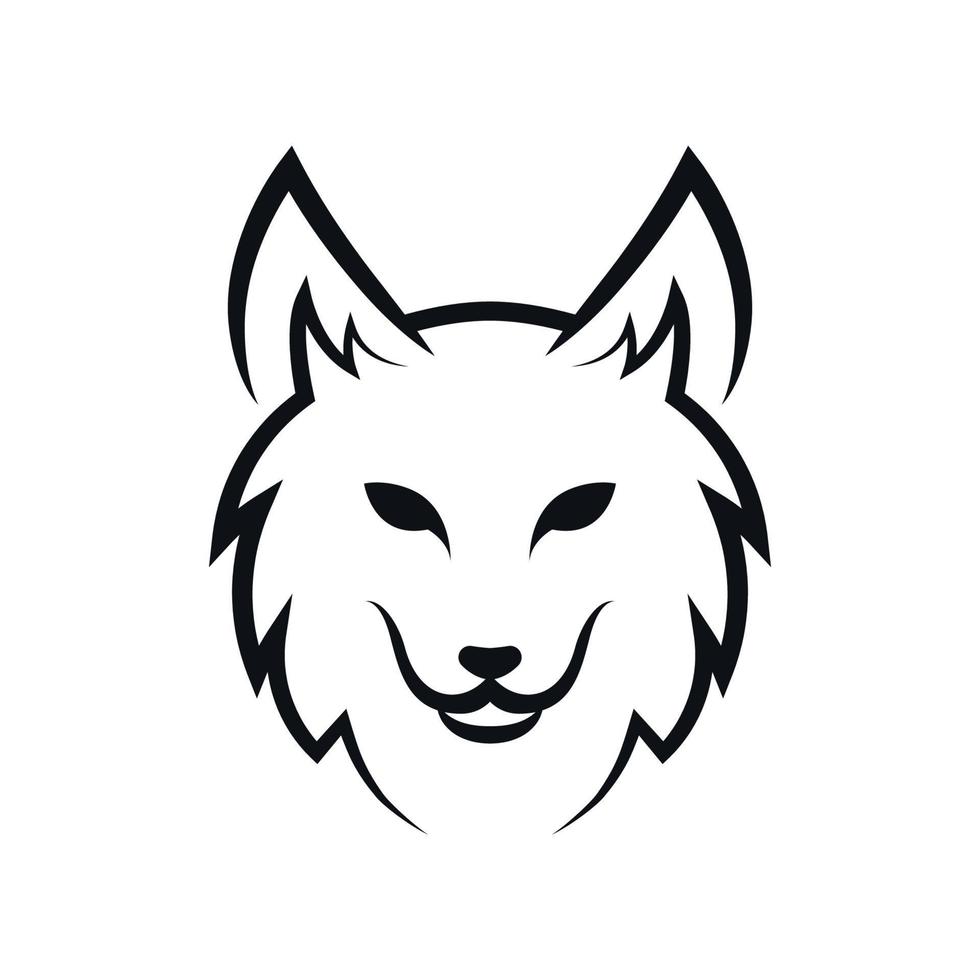 vetor de arte de linha de cabeça de lobo isolado no fundo branco