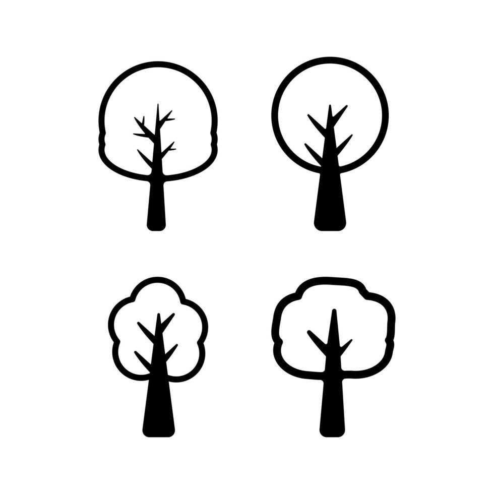 vetor de ilustração de elemento de árvore silhueta. design de ilustração plana