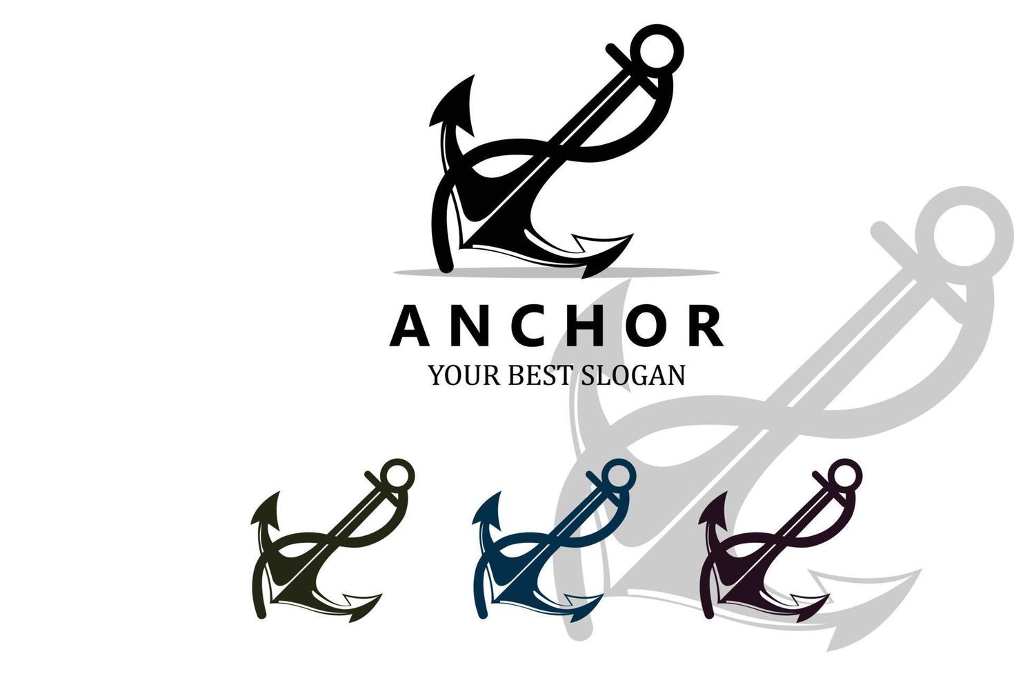 vetor de ícone de logotipo de âncora de navio, porta, ilustração de design retrô