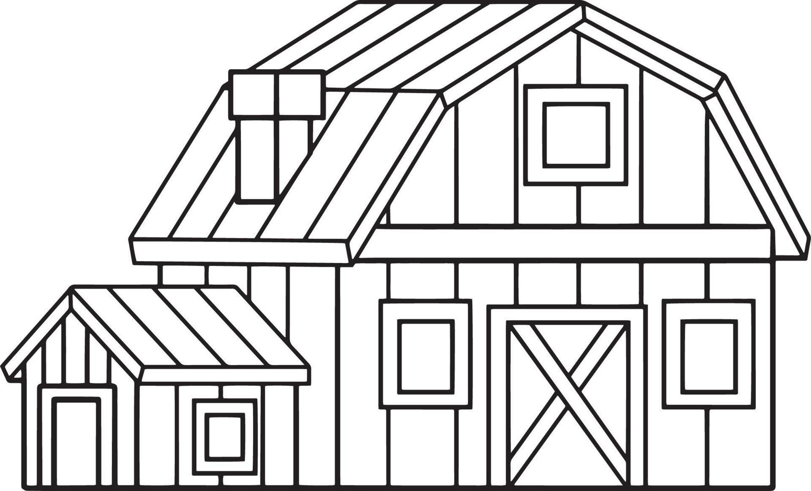 página para colorir isolada de casa de fazenda para crianças vetor