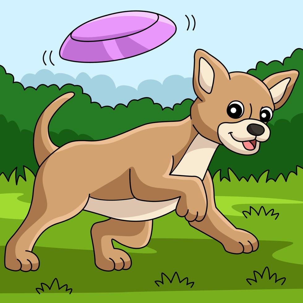 ilustração de desenho animado colorido de cachorro chihuahua vetor