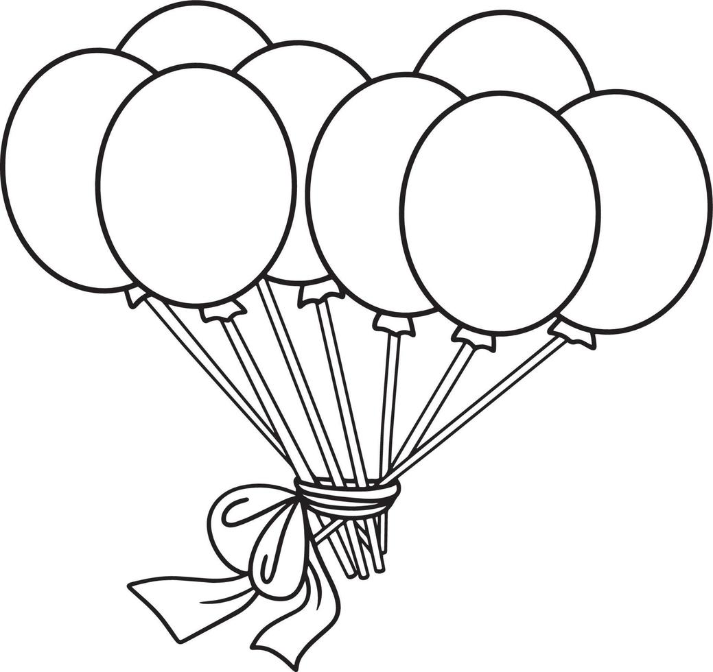 página para colorir isolada de balões para crianças vetor