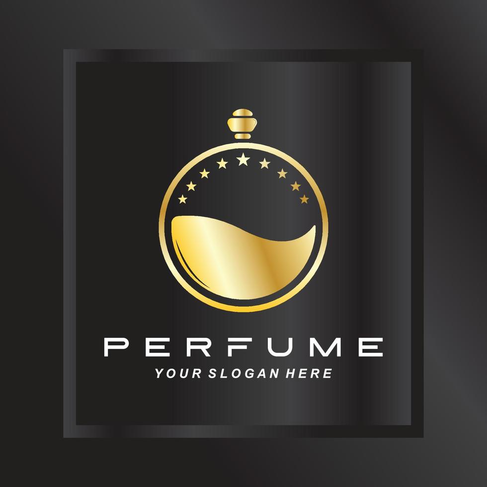 design de logotipo de garrafa de perfume de luxo, ilustração para cosméticos, beleza, salão, produtos da empresa, vetor