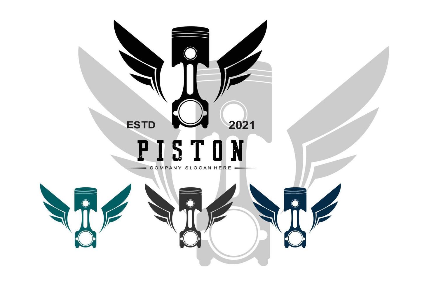 vetor de logotipo de pistão, design de ilustração de oficina de veículos, carro ou motocicleta