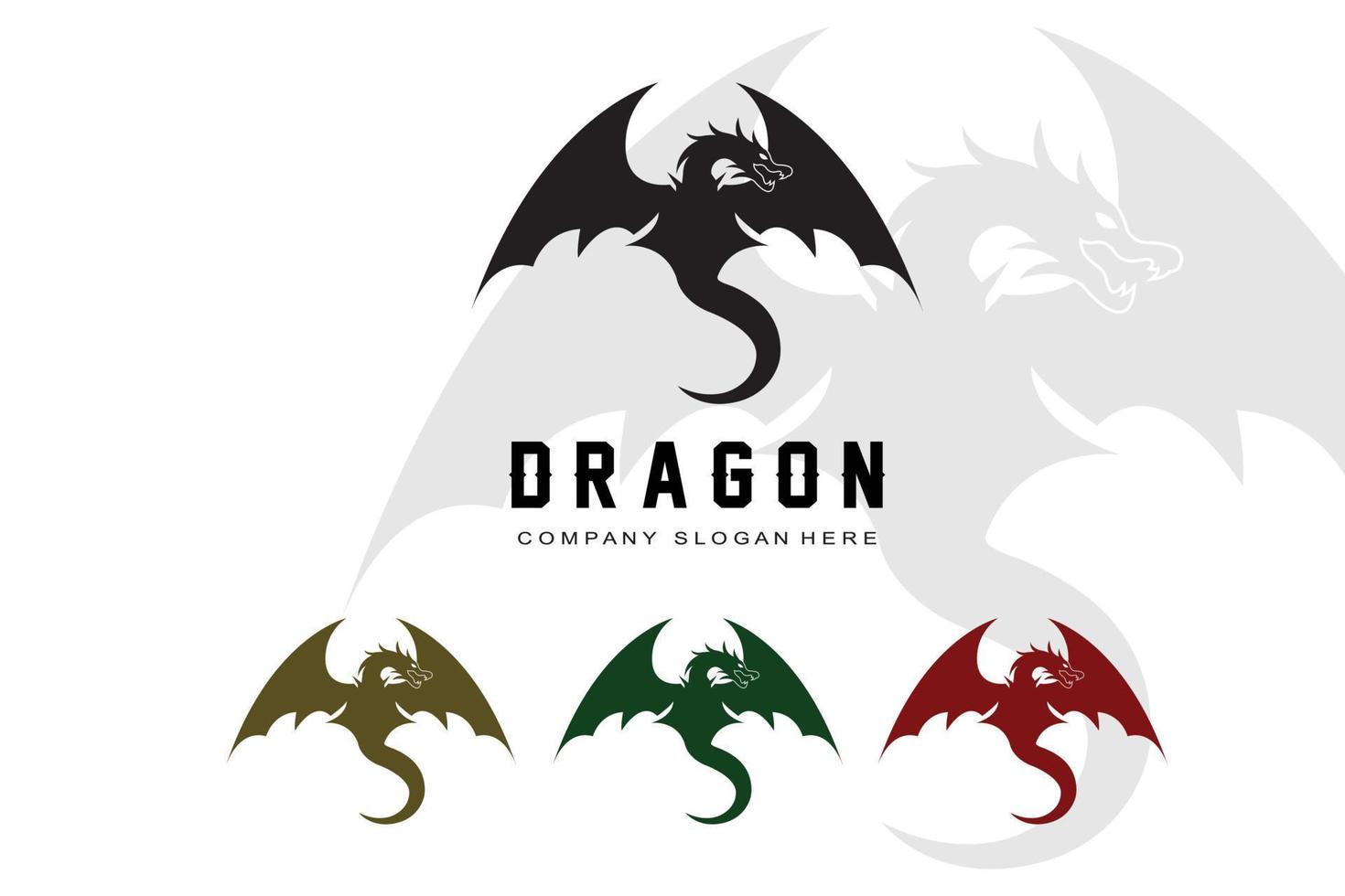 design de logotipo de dragão, ilustração de animais de lenda de crença chinesa vetor