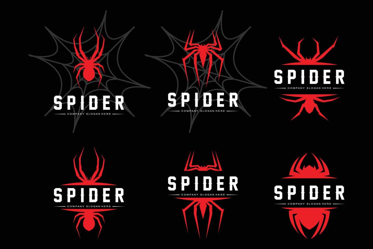 ícones vetoriais de logotipo de aranha e teia de aranha, animais fazendo ninhos, para halloween, fantasias vetor