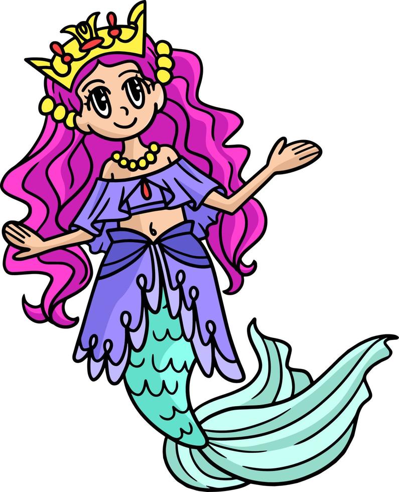 clipart colorido dos desenhos animados da princesa sereia vetor